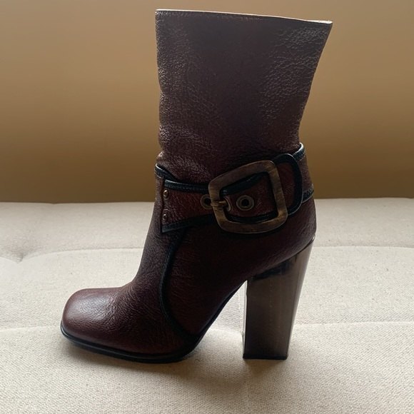 Vicini by Giuseppe Zanotti Leather Luxury Buckle Glass Heel Square Toe Sz 6 #103 - Picture 4 of 15